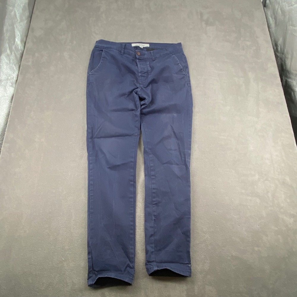 Topman Mens Stretch Skinny Chino Pants Navy Blue W34 L32 Cotton Blend Trousers